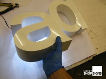 built up halo letters